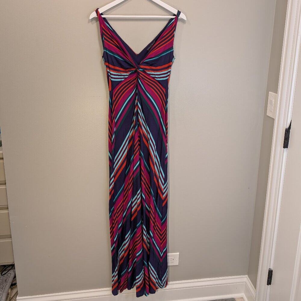 A Pea In The Pod Maxi Dress Multicolor Stripes Vacation Beach Brunch - Size S